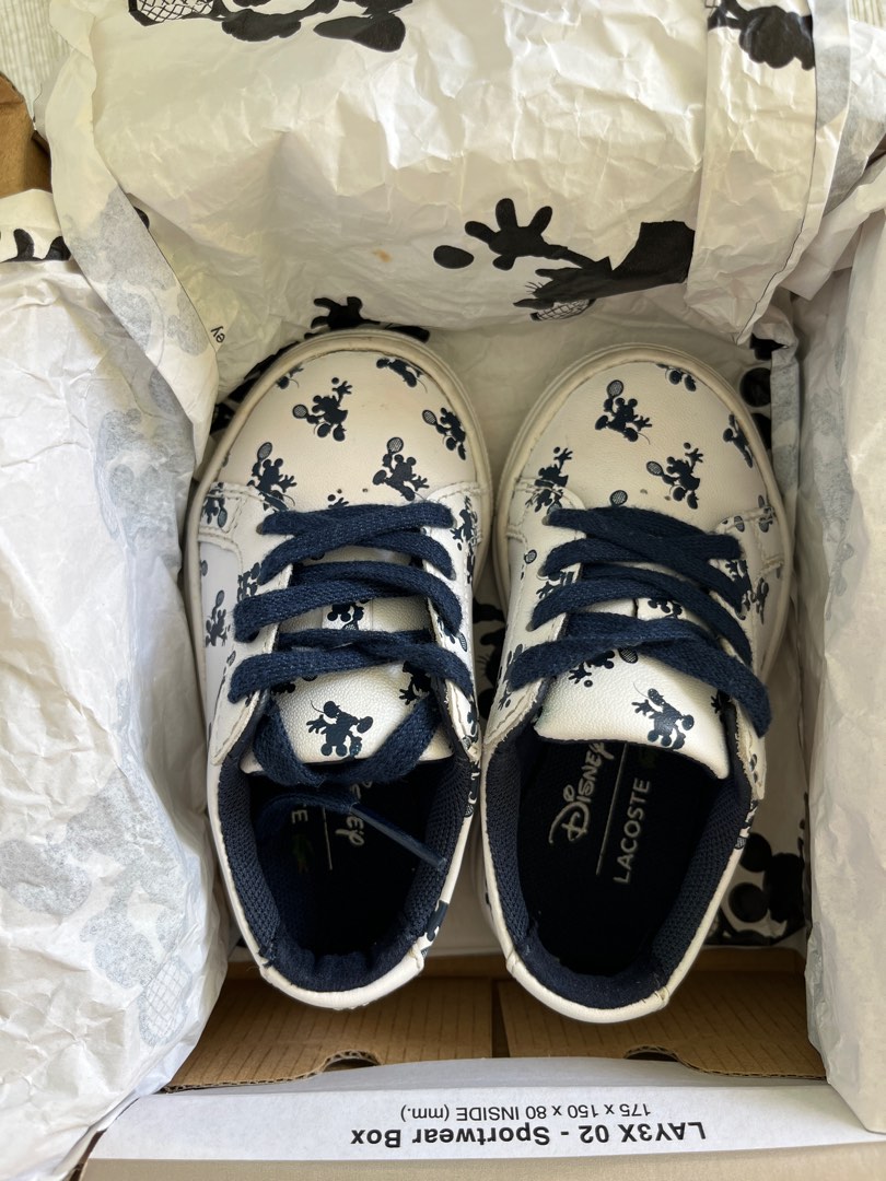 Lacoste Disney White Navy Sneaks Unisex Babies Kids Babies Kids Fashion on Carousell