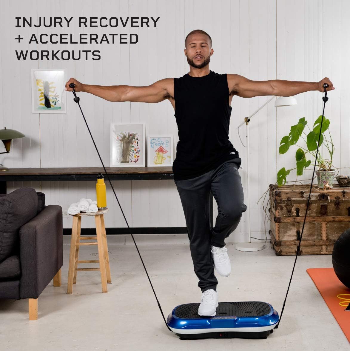 LifePro Waver Vibration Plate Exercise Machine Whole Body Workout Vibration Fitness Platform w Loop Bands Home Training Equipment for Weight Loss Toning Blue Sports Equipment Exercise Fitness Cardio
