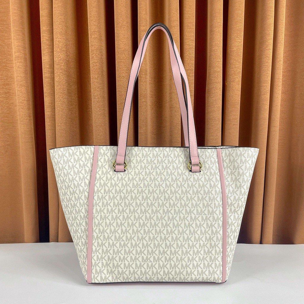 Michael Kors Bags Pink And White Michael Kors Logo Print Tote Bag