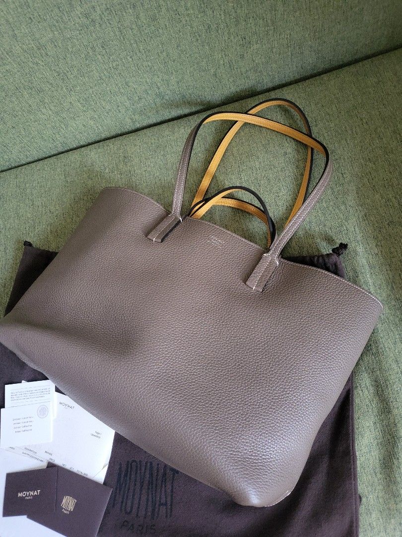 Moynat Quattro Horizontal MM Leather Tote Bag Taupe Saffron Reversible Luxury Bags Wallets on Carousell