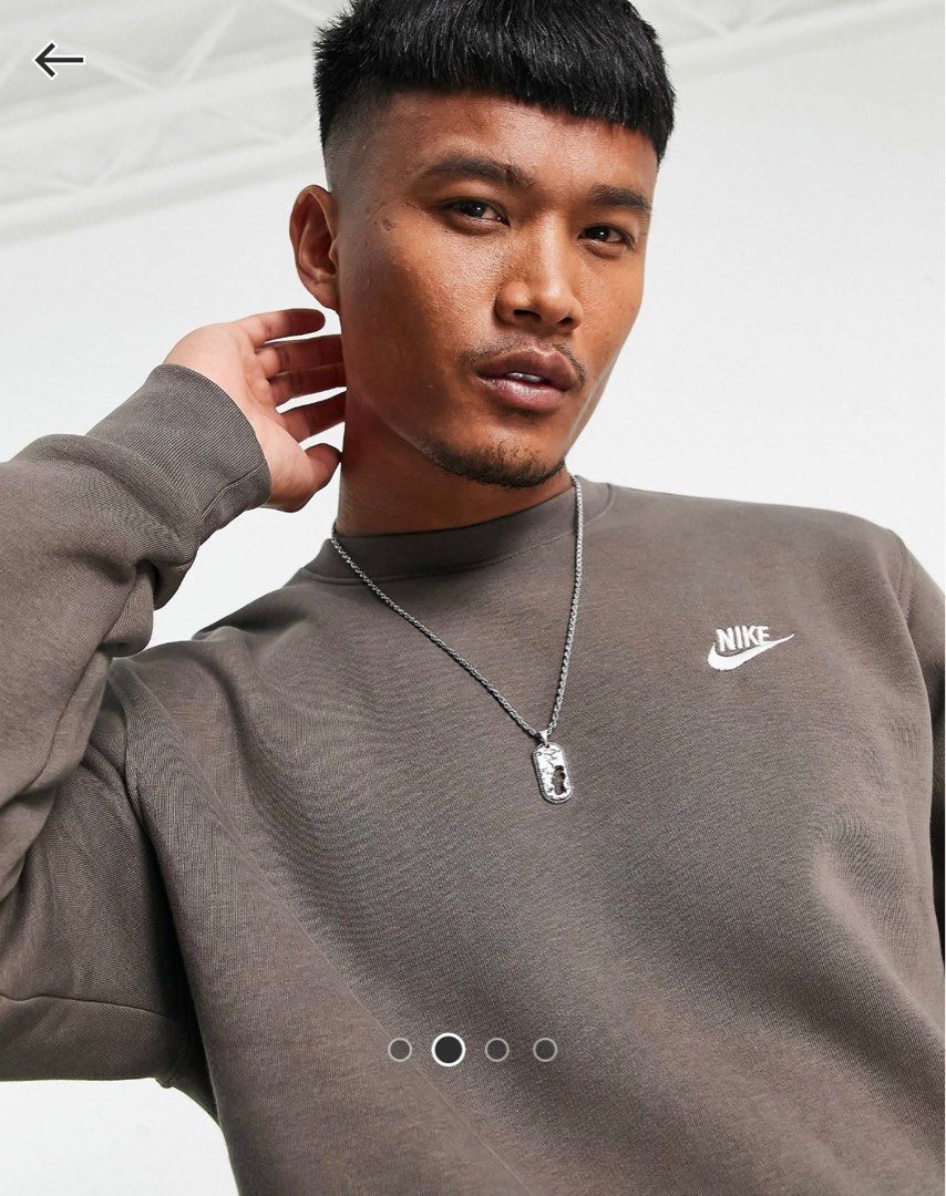 nike club sweatshirt in ironstone brown