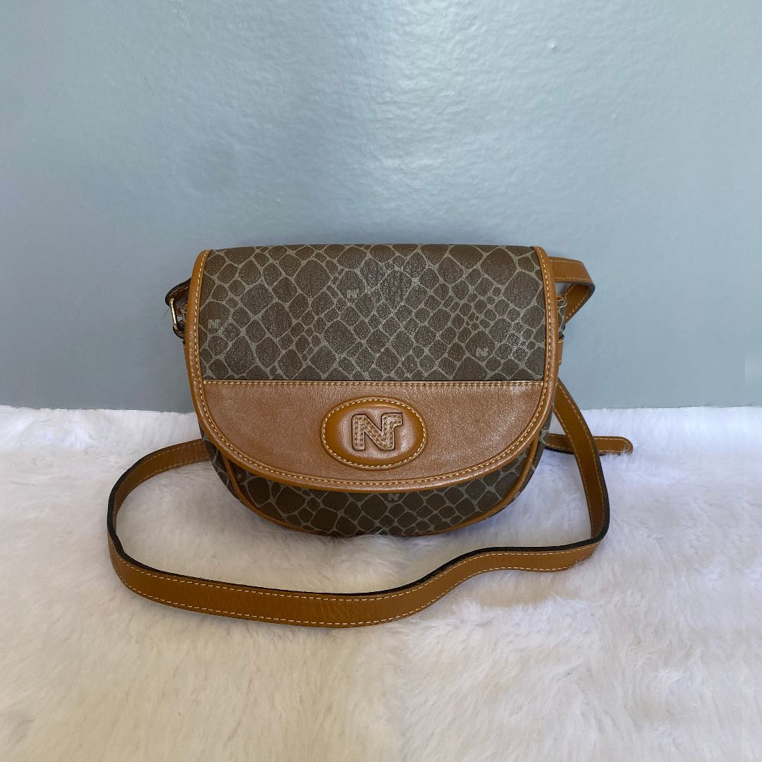 Nina Ricci Vintage Brown Coated Canvas Crossbody Bag Women s Fashion Bags Wallets Cross body Bags on Carousell