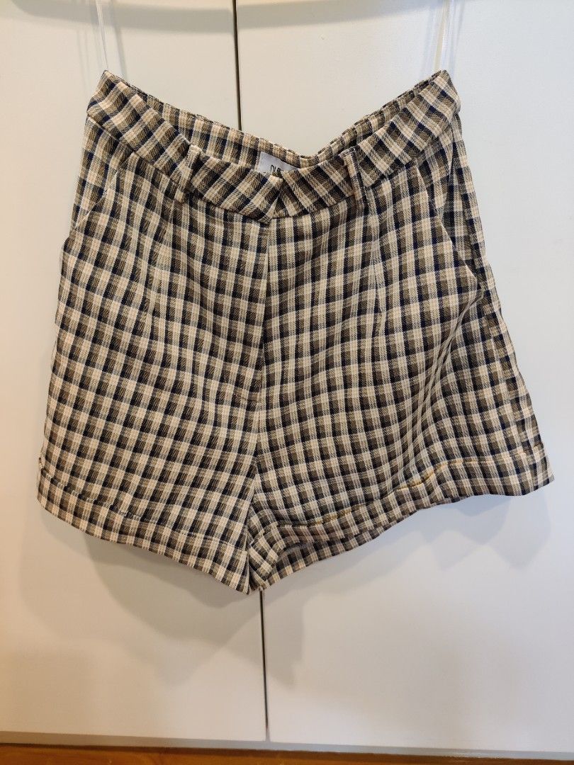 Checkered high waisted shorts hot sale