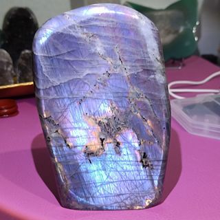 BIG RARE PURPLE LABRADORITE FREE FORM FULL FACE STRONG FLASHES NATURAL STONE CRYSTAL