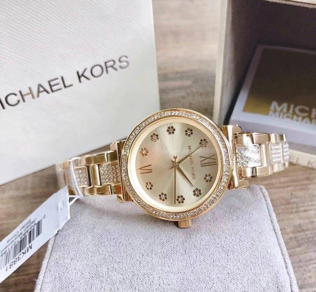 MICHAEL KORS Women's Sofie Crystal Gold Dial Watch (MK3881) – Masfreenky  Shopperholic