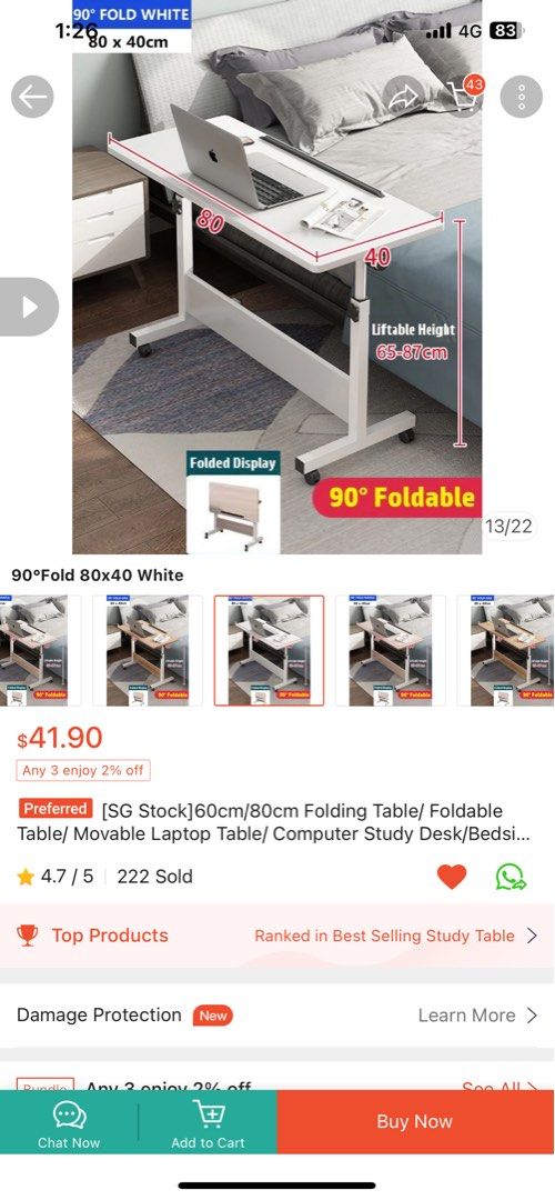 Rotatable table (Category: Tables & Sets) located in Singapore. Submitted by cheapskatess (Listing ID 1292060363, Image 1). Description: Dimensions are shown in picture. It has a slight coffee stain but barely noticeable. Can nego for fast deal. .