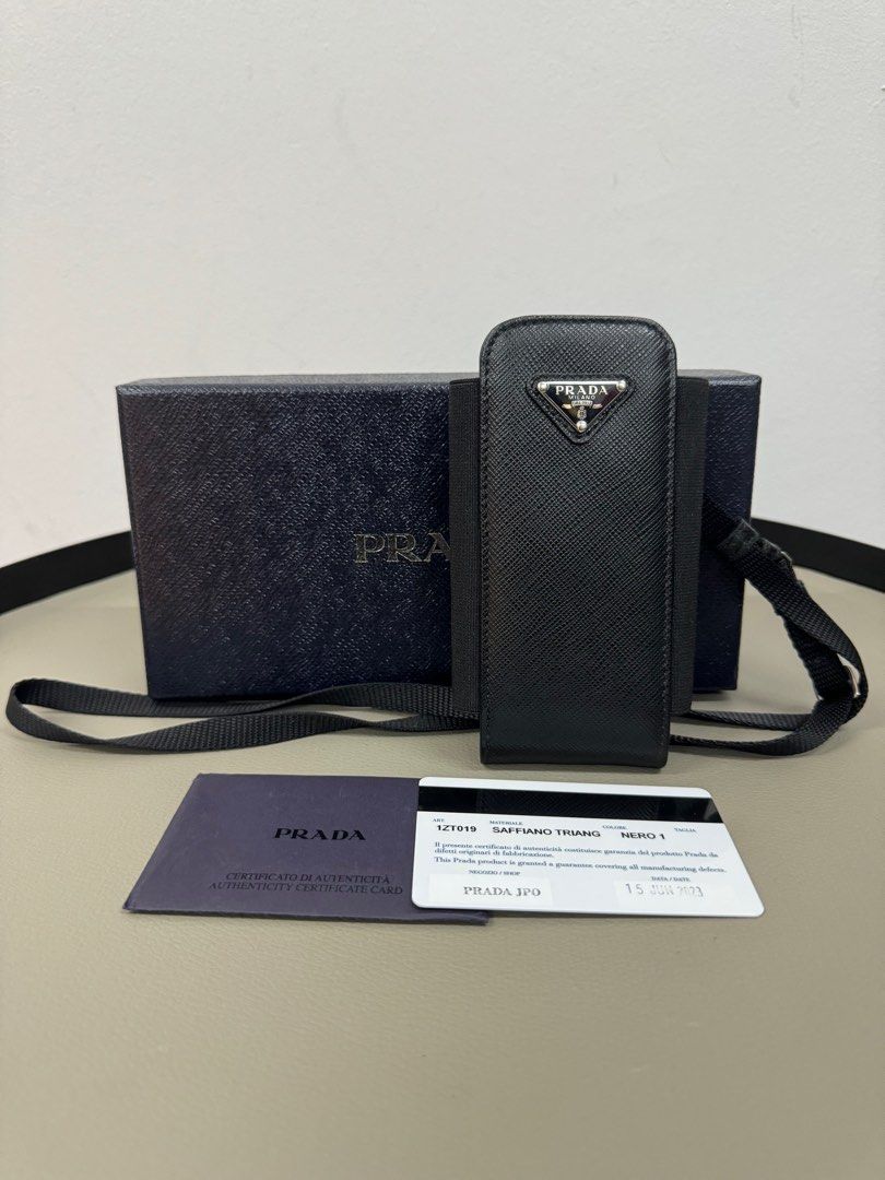 RTP $980) PRADA SAFFIANO PHONE HOLDER WITH STRAP, Luxury, Bags