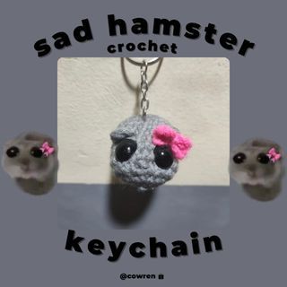 Sad Hamster Crochet Keychain / Tiktok Meme