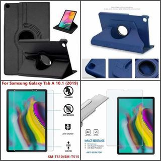 Samsung Galaxy Tab A 10.1 2019 T5T5 Rotate Flip Case w/ Tempered Glass (2in1)