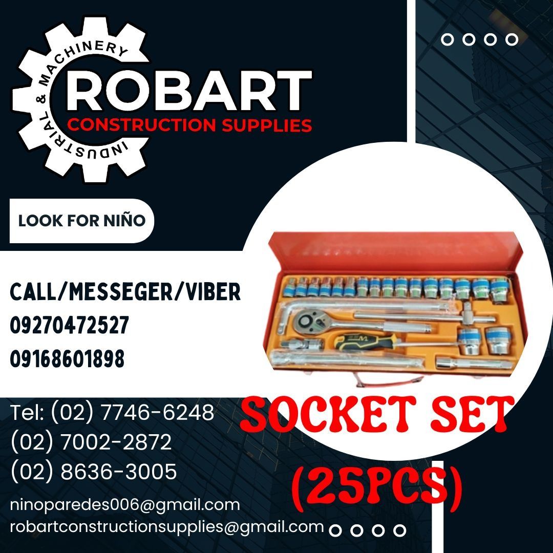 SOCKET SET (Category: Construction Tools & Equipment) located in Manila. Submitted by ninoparede24925 (Listing ID 1291932928, Image 1). Description: SOCKET SET 25pcs set - - FOR INQUIRES: 𝓟𝓵𝓮𝓪𝓼𝓮 𝓬𝓪𝓵𝓵 :09270472527 09168601898 Look for:Niño Paredes Tel: (02) 7746-6248 (02) 7002-2872 (02) 8636-3005 𝑴𝒂𝒏𝒊𝒍𝒂 𝑶𝒇𝒇𝒊𝒄𝒆: 1405 𝒀𝒖𝒔𝒆𝒄𝒐 𝒔𝒕 𝑺𝒕𝒂 𝑪𝒓𝒖𝒛. 𝑴𝒂𝒏𝒊𝒍𝒂 #RobartConstructionSupplies #ConstructionSupplies #Industrialpr