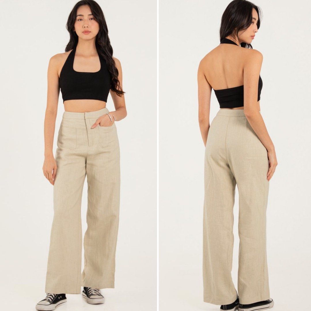 SUPERGURL DREW DUO POCKET LINEN PANTS SAND
