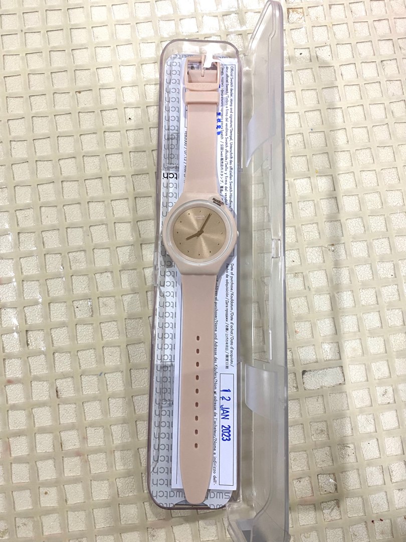 Swatch Skinskin Women Nude Colored Dial Color Silicon Strap Watch Svut100 Women s Fashion Watches Accessories Watches on Carousell