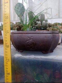 Terracotta clay mame bonsai pot with drainage hole for garden