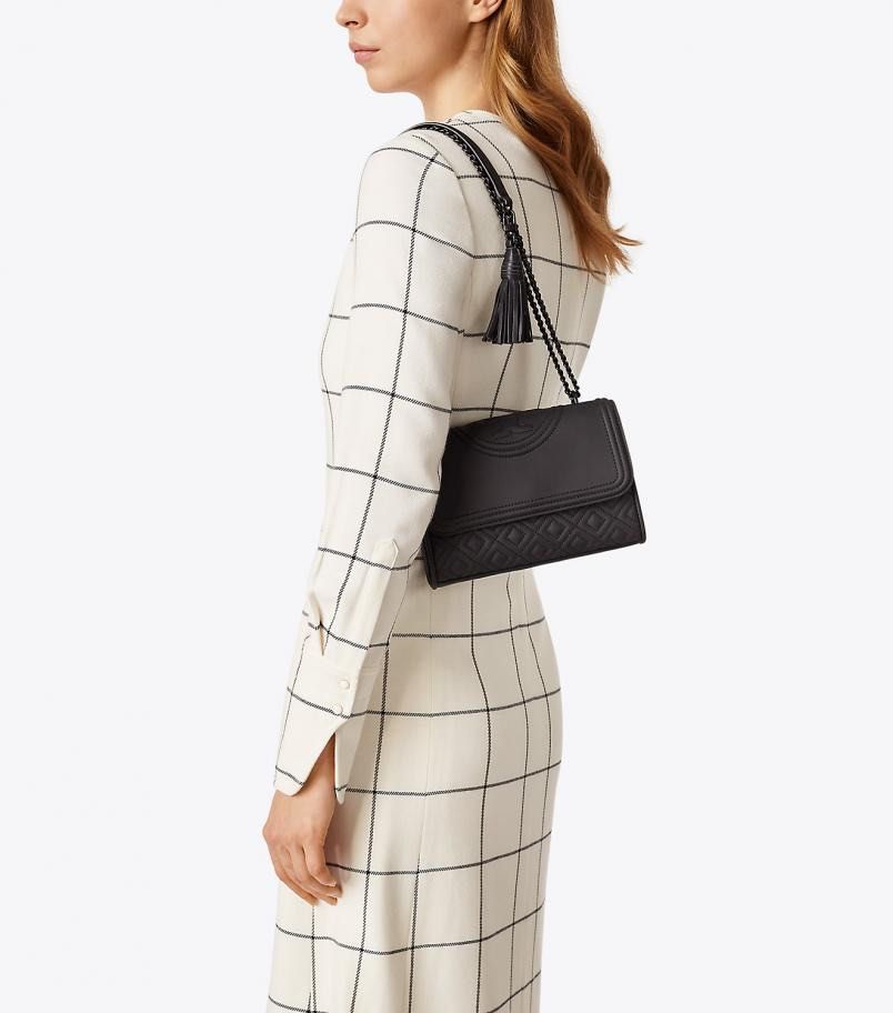 Matte black tory burch fleming sales