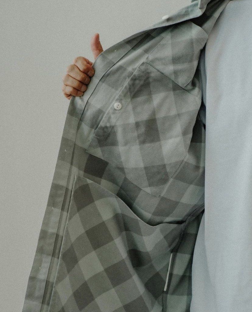 Vans Tokyo design collective 灰色格紋長袖襯衫外套, 他的時尚, 上衣與西裝, 襯衫在旋轉拍賣