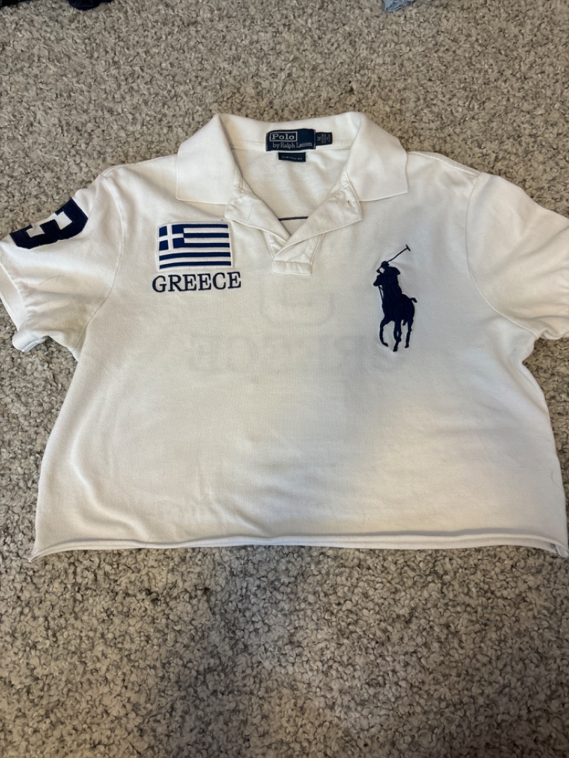 Vintage Ralph Lauren custom fit GREECE cropped polo top