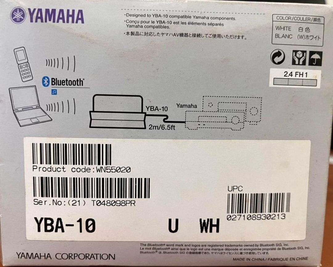 YAMAHA YBA10 Bluetooth Audio Receiver For Yamaha Receivers, Audio