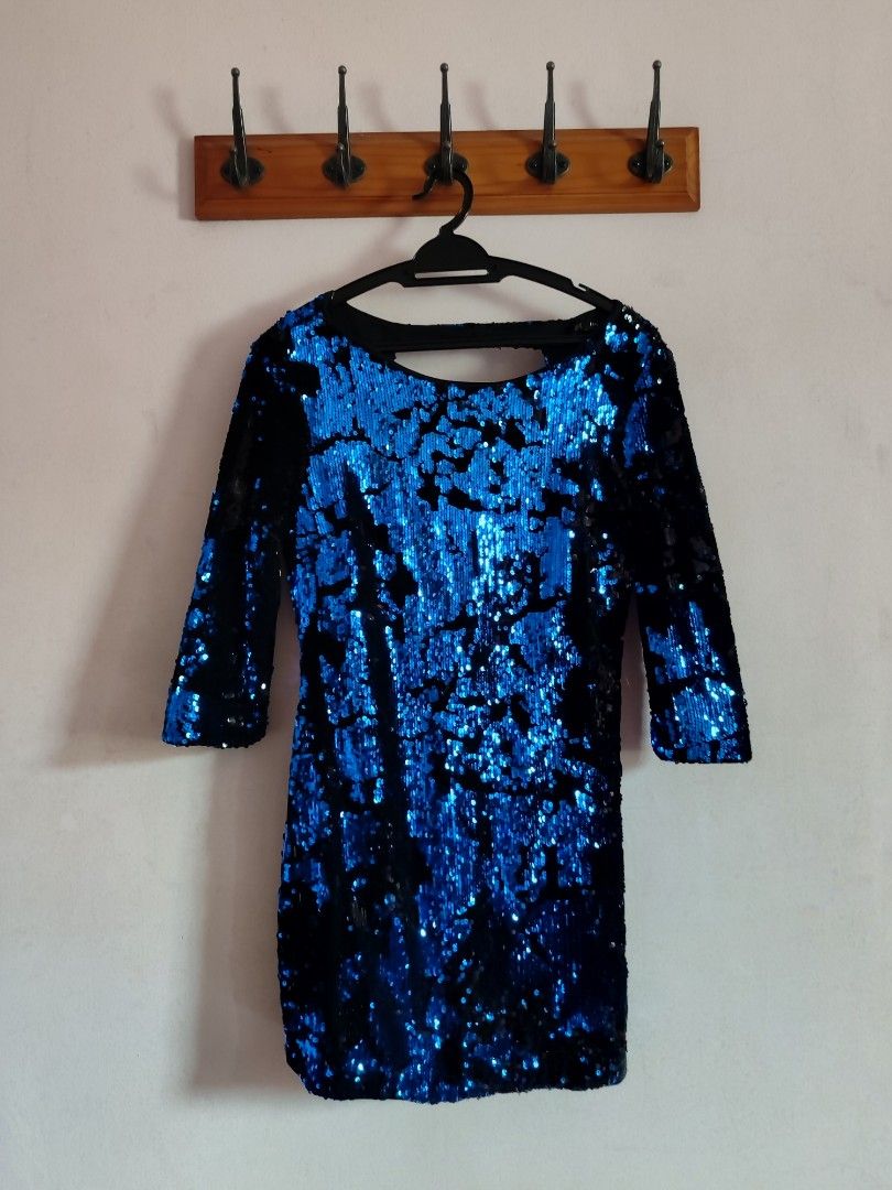 Zara blue sequin dress, Women's Fashion, Dresses & Sets, Dresses on  Carousell