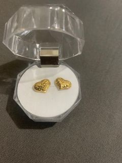 18K Gold Dia Cut Heart Earrings