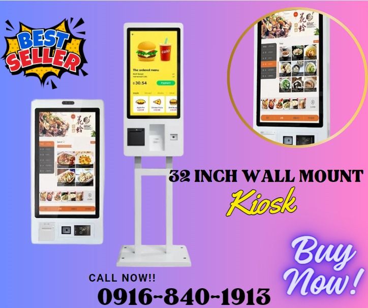 32 Inch Wall Mount Touch Screen Fast Food Ordering KIOSK Self Service ...
