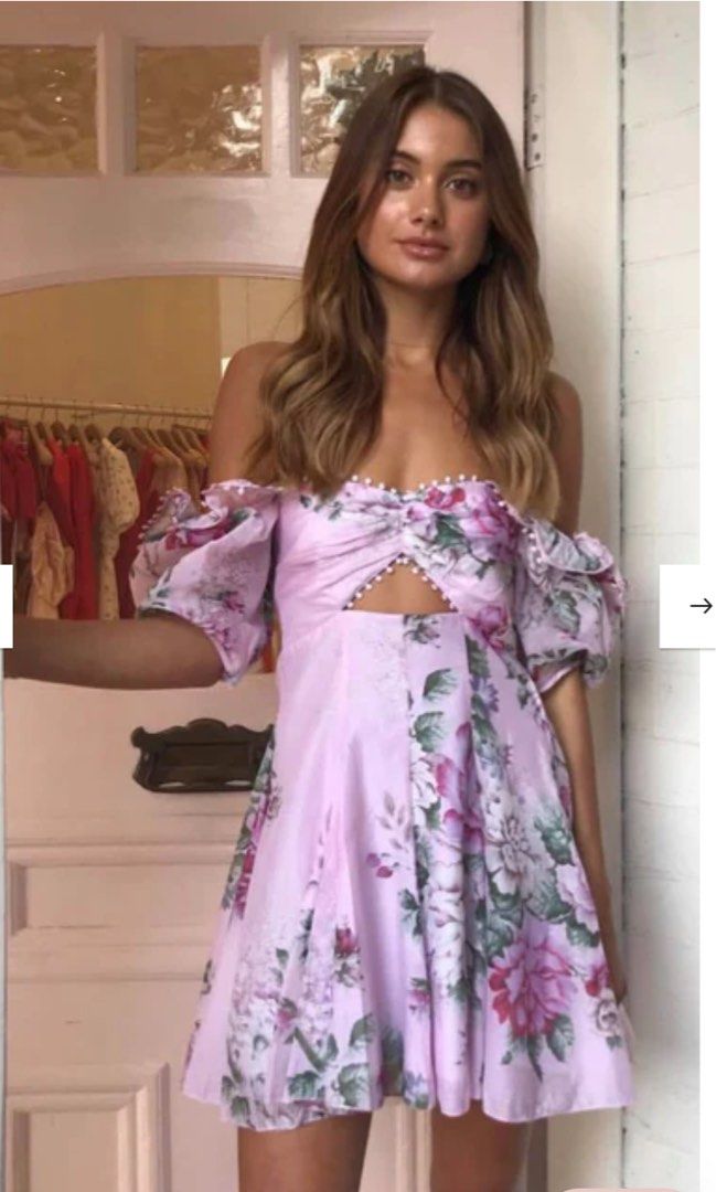360 Alice McCall Peony Floral Cotton Silk Mini Off Shoulder Dress Size 8 10 Australia Women s Fashion Dresses Sets Dresses on Carousell