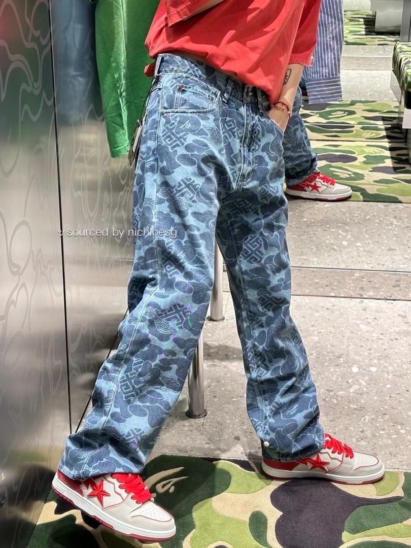 BAPE ASIA CAMO DENIM PANTS Men s Fashion Bottoms Jeans on Carousell