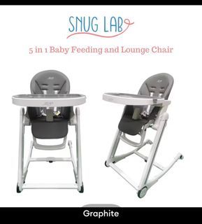 (Barely used) Snug Lab 5in1 Baby Feeding and Lounge Chair (color: graphite)
