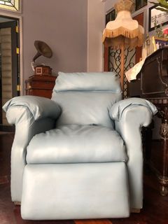 Blue Leather Lazy Boy Recliner Chair