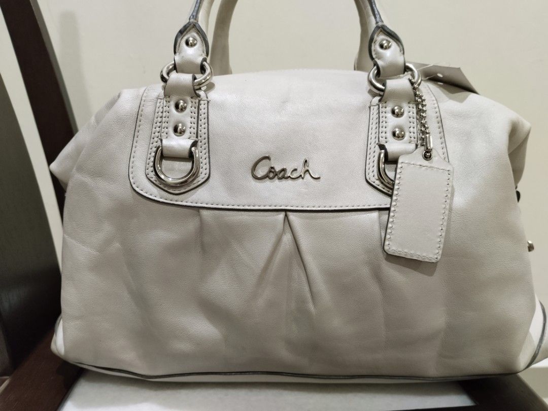 Coach Ashley Satchel White Leather