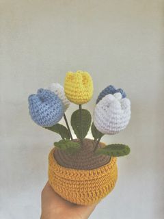 Crochet Potted Flowers Tulips HANDMADE