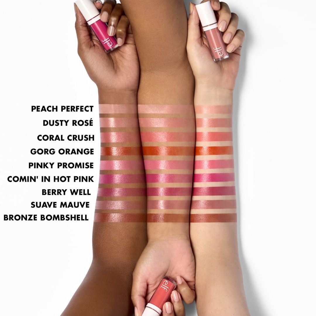 ELF CAMO LIQUID BLUSH (Category: Makeup) located in Manila. Submitted by juanashopbies_ph (Listing ID 1296109616, Image 3). Description: ELF CAMO LIQUID BLUSH SHADES AVAILABLE: - PEACH PERFECT - DUSTY ROSE - SUAVE MAUVE - CORAL CRUSH - COMIN' IN HOT PINK - GORG ORANGE - BERRY WELL - BRONZE BOMBSHELL - PINKY PROMISE Ultra-pigmented, long-lasting liquid blush with a dewy finish What it is: A long-lasting liquid blush that delivers a high-pigment po