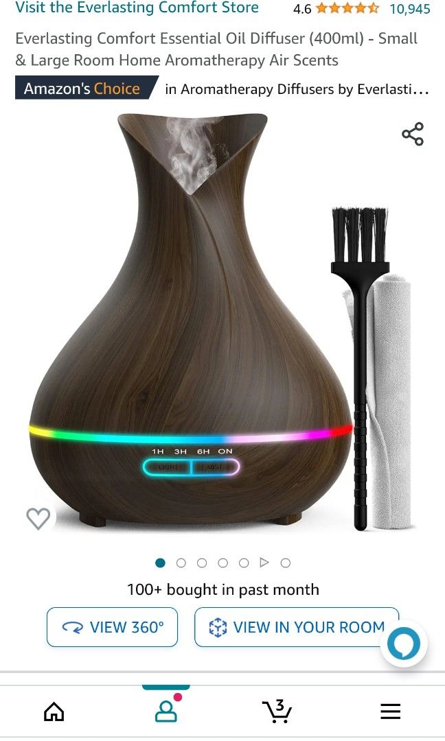 Essential Oil Diffuser (Category: Home Fragrance) located in Singapore. Submitted by mari0825 (Listing ID 1296107643, Image 3). Description: Essential Oil Diffuser. Lightly used, comes with essential oils (opened bottles, not all full).