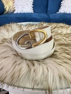 GUCCI GG Two Toned Leather White Belt Size 29-33