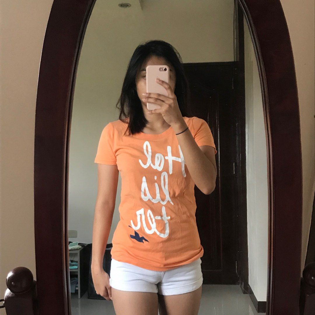 Hollister Orange Shirt Women s Fashion Tops Shirts on Carousell