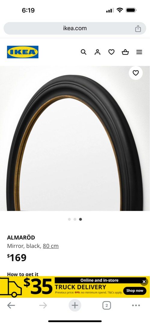 【送料込み】IKEA ALMARÖD アルマロード 全身鏡 ALMARÖD アルマロード ミラー, ブラック, 80 cm - IKEA