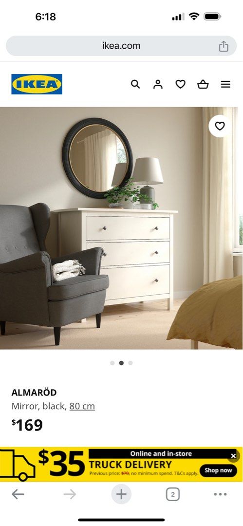 Ikea Almarod Round Mirror (80cm), Furniture & Home Living, Home