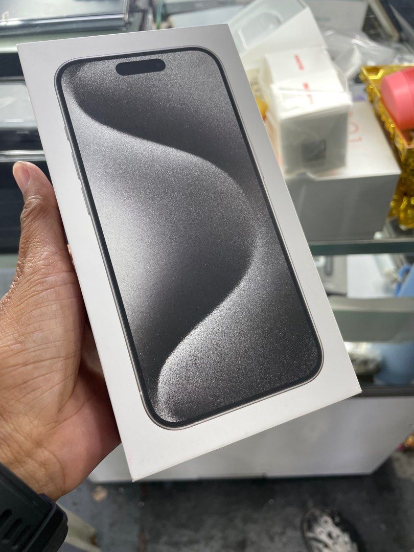 Iphone 15 Pro 256gb White Titanium (Category: iPhone 15 Series) located in San Juan City. Submitted by tanexsulla42 (Listing ID 1296138972, Image 2). Description: We accept trade in Credit Card Shipping Deliver/Meet up Fb Page: Ashley & Lyn.