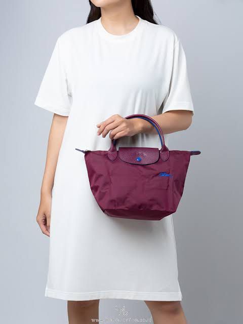 Longchamp Le Pliage Club Small Top Handle Bag Plum