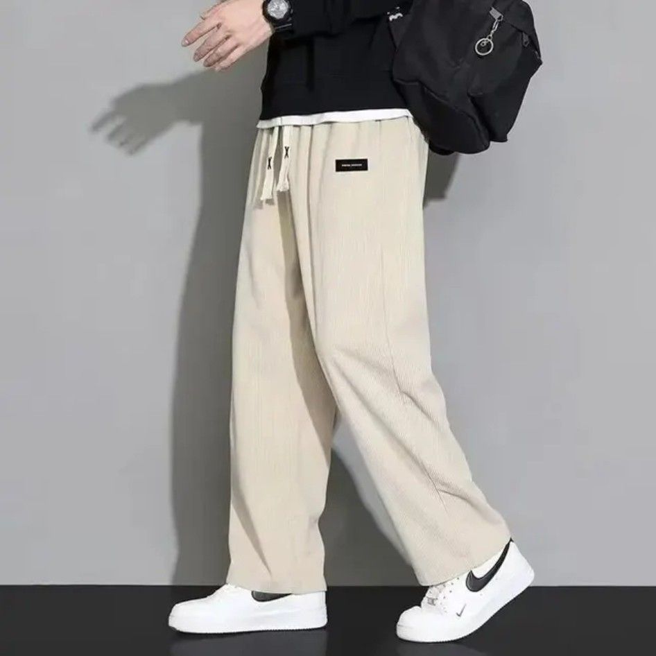 Men Casual Long Pants Trendy Loose Male Clothing Bottoming Trousers Sporty  Versatile Pants, Men's Fashion, Bottoms, Trousers on Carousell
