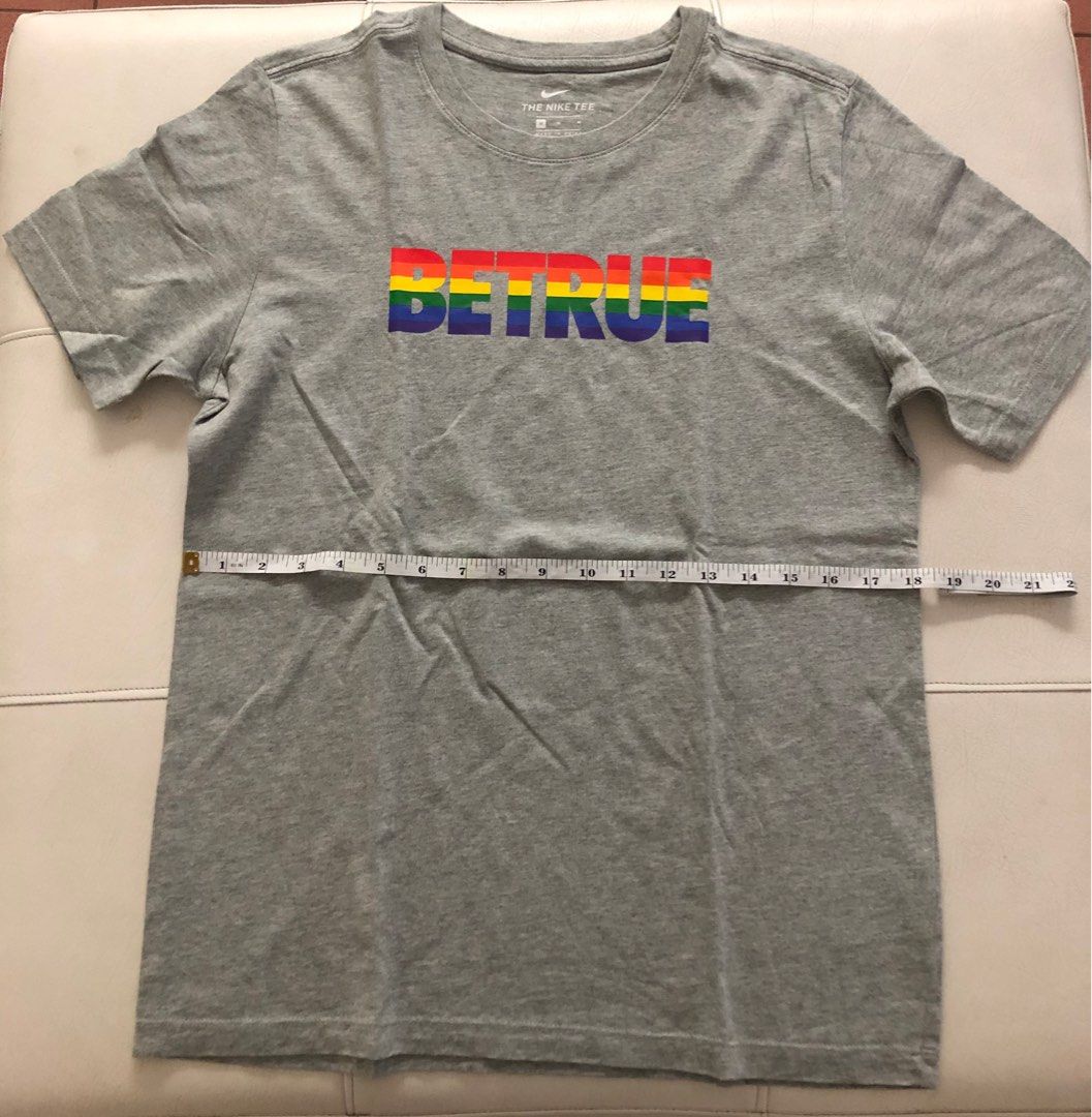 Nike Be True Pride Shirt (Category: Tshirts & Polo Shirts ) located in Davao. Submitted by goldcarp (Listing ID 1296197164, Image 1). Description: For sale: Nike BE TRUE shirt Condition: Good as new. Second hand. Guaranteed authentic. Kindly check the pics for actual measurements. Limited edition. Color: grey. Free shipping. JRS only Thank you and happy shopping!.