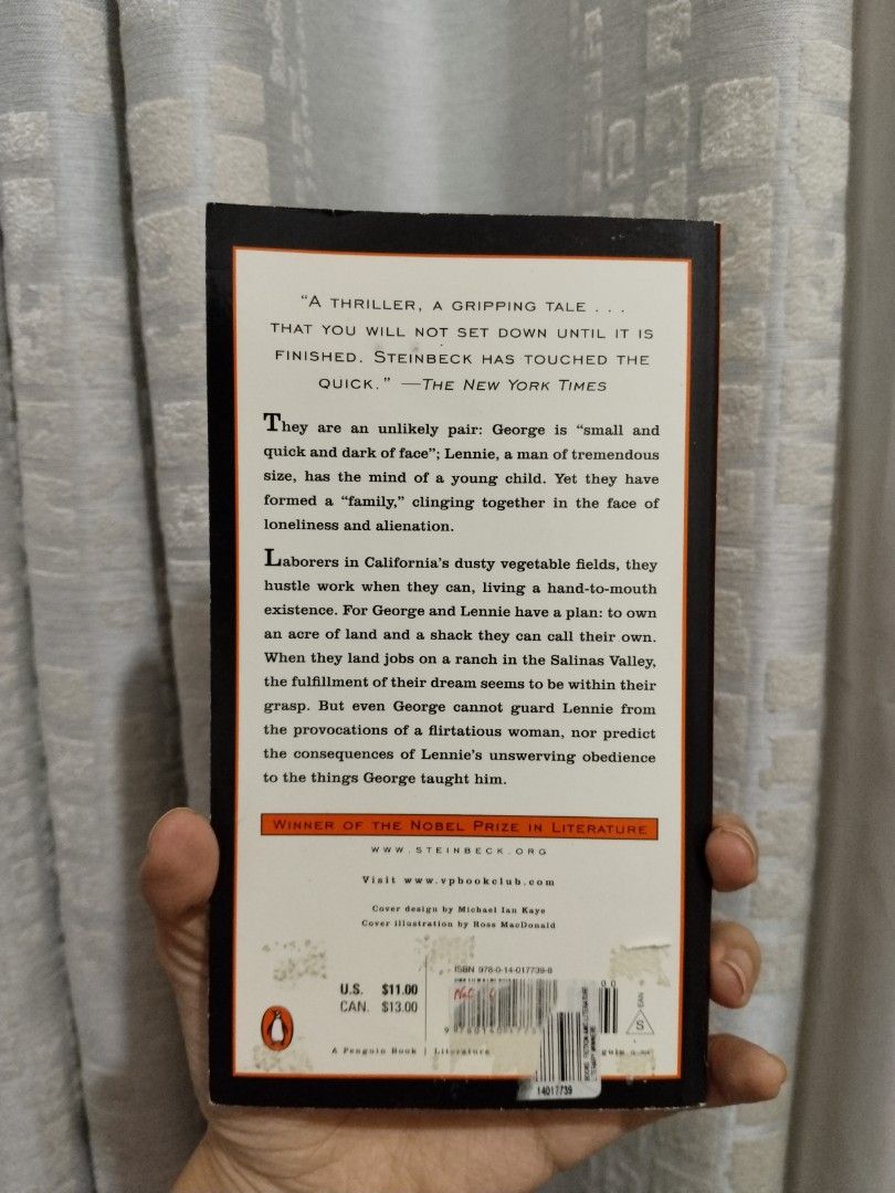 Of Mice and Men by John Steinbeck (Category: Storybooks) located in Las Pinas. Submitted by mimislittlecloset (Listing ID 1296196626, Image 2). Description: For school readings #4 BUY3 get 1 free.