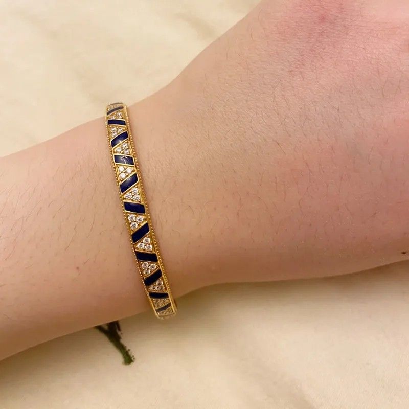 Exotic stones and stripes sliding bangle clearance