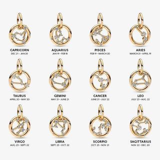 Pandora Gold Zodiac Dangle charm pendant in gold