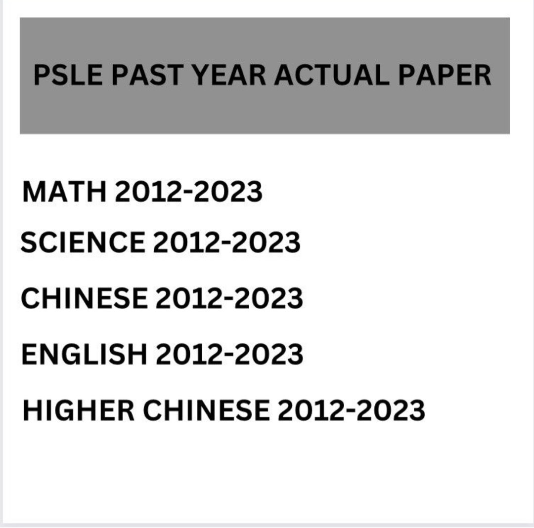PSLE Actual past year paper 2012-2023 Eng,Math, Chinese, Science ...