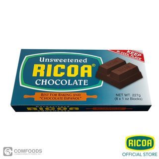 RICOA Unsweetened Chocolate - 8 x 1 Oz Blocks