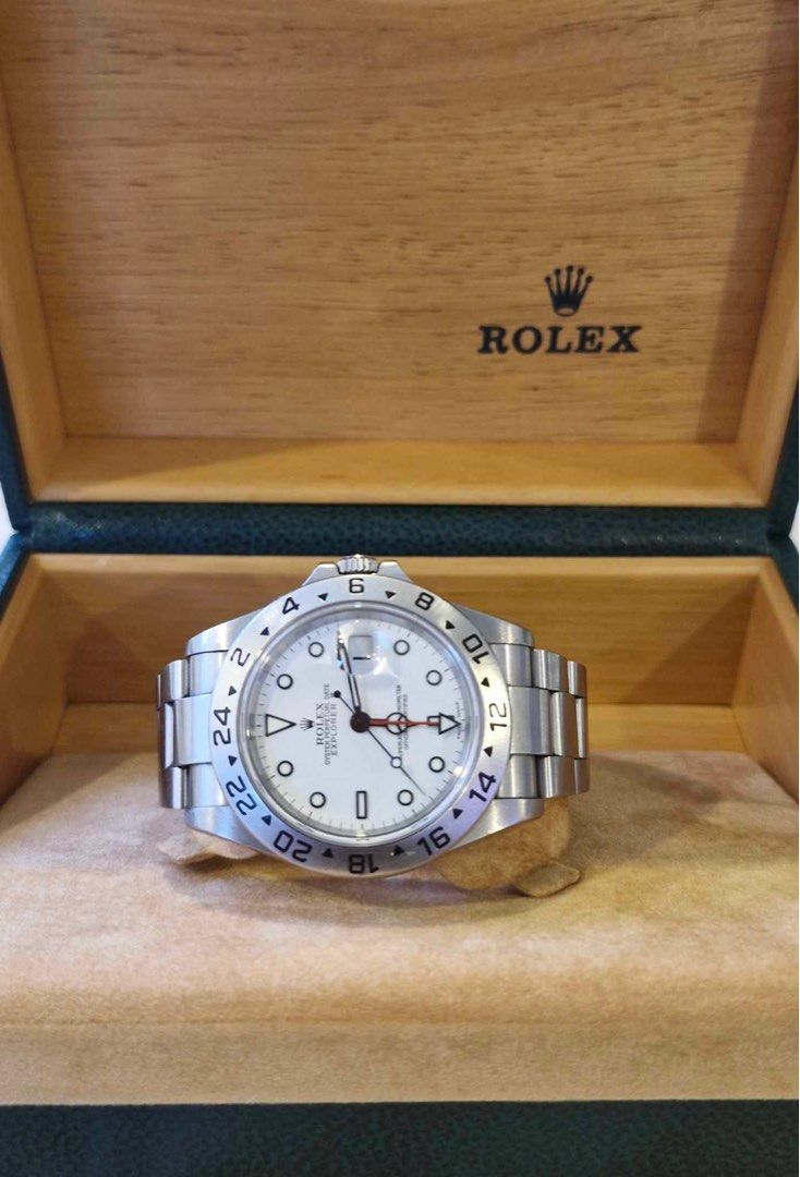 Rolex 2005 Explorer 2 POLAR 40 (Category: Luxury Watches) located in Pasig City. Submitted by Watchaholics (Listing ID 1296160925, Image 2). Description: Rolex 2005 Explorer 2 POLAR 40 -Ref 16570 -Year model 2005 -with original box and paper -9/10 condition -open for verification c/o buyer For 455k You may DM or contact 09615077138 Thanks admin😉.