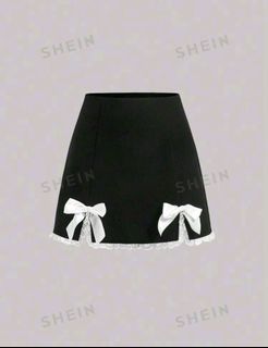 Shein Black and White Lace Cottagecore Sexy  Skirt