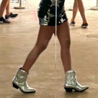 Silver Ankle Cowboy Boots