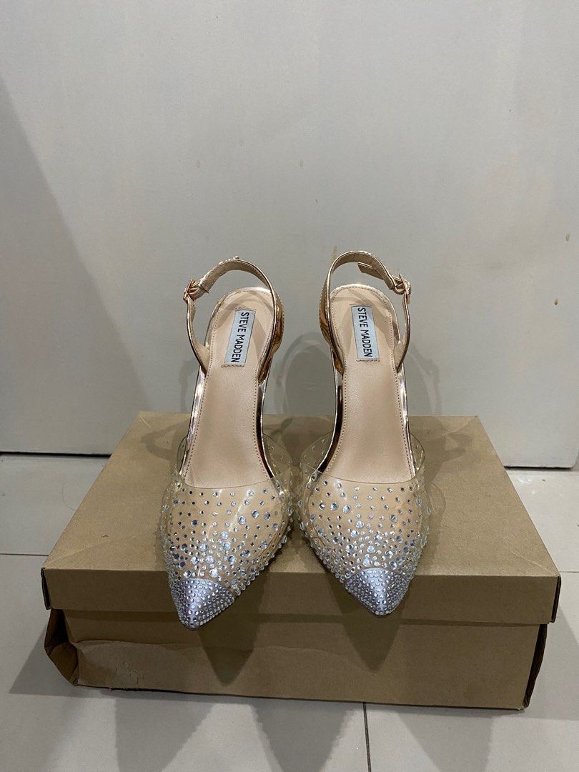 Steve madden heels transparent rosegold size 43, Fesyen Wanita