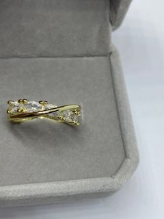 studded light gold adjustable ring with box